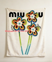 Miu Miu Rainbow Floral Print Flannel Throw Blanket IMG_0451